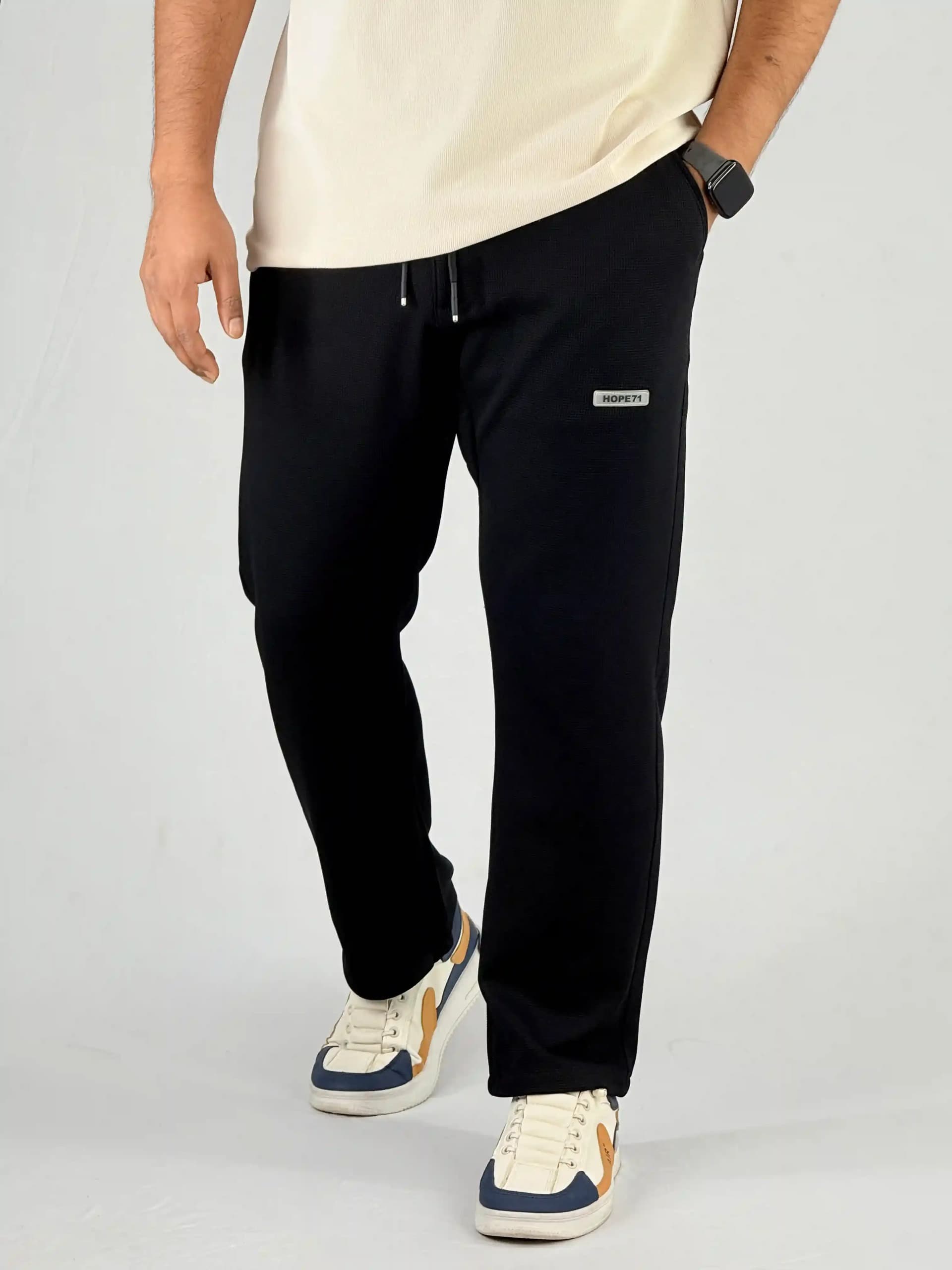 Waffle Textured Comfort Trouser BLACK 1