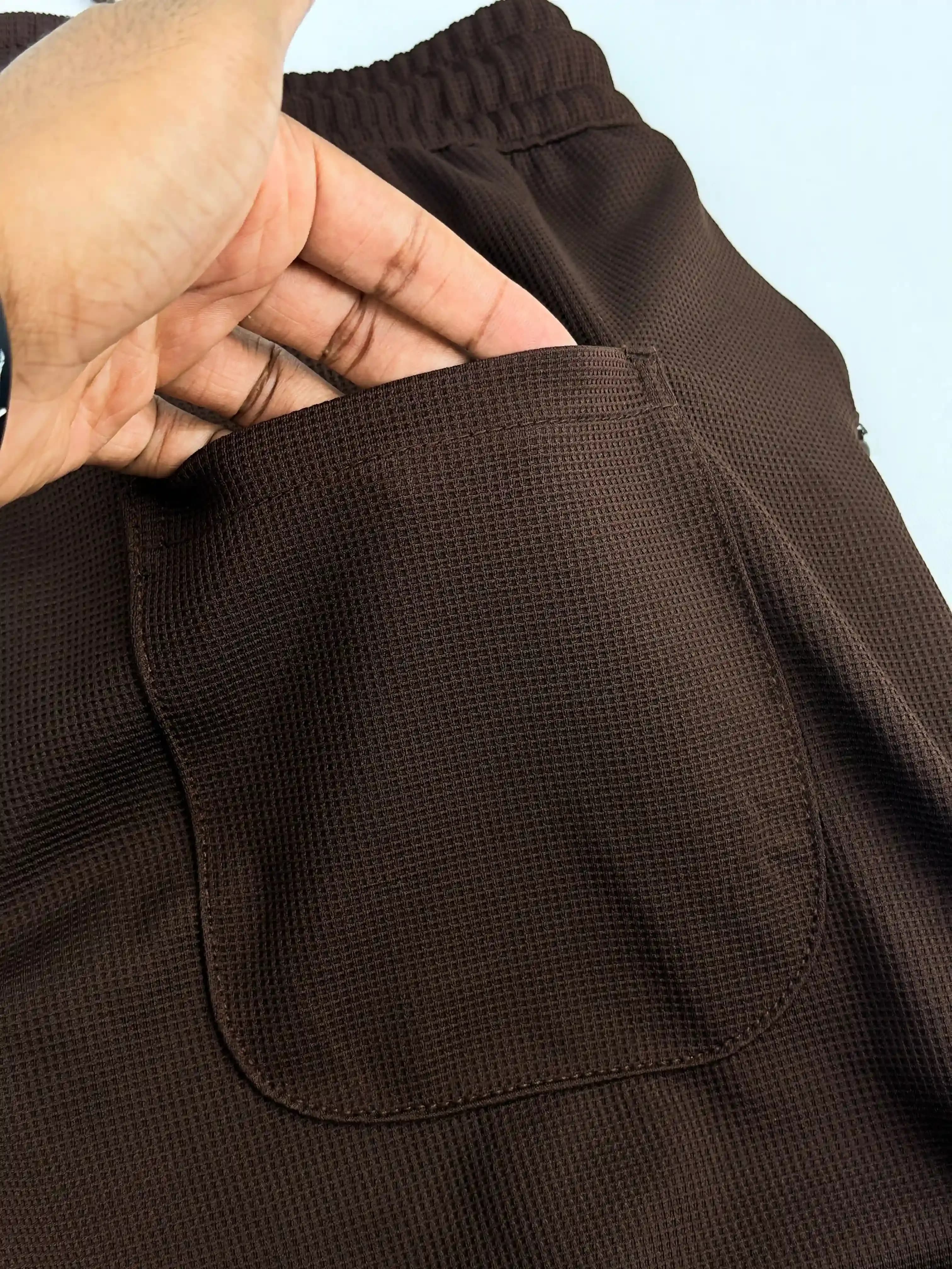 Waffle Textured Comfort Trouser BROWN 2