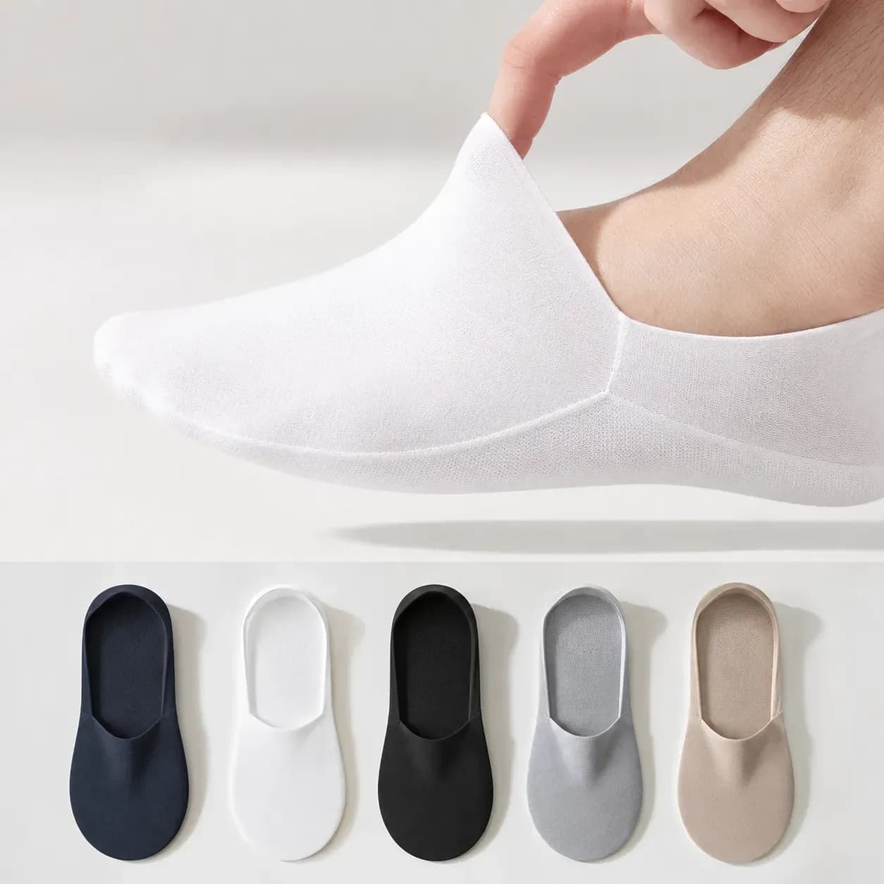 1 Pairs Men's Anti-Slip Ice Silk Deodorant Shallow Socks 1