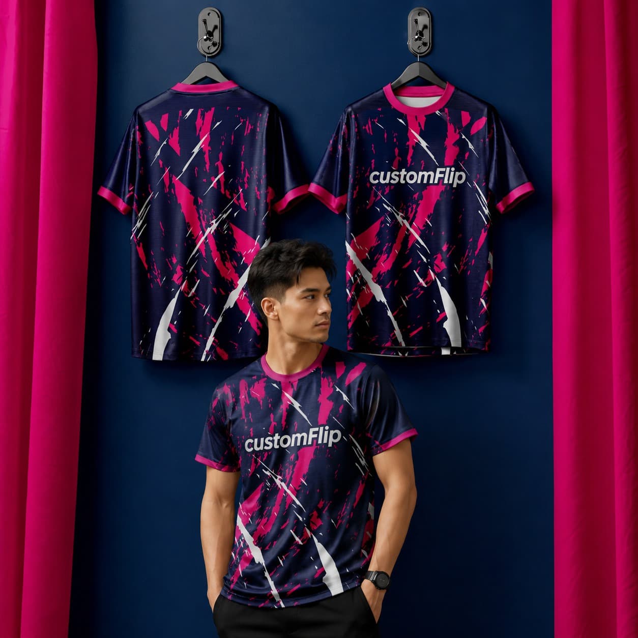 Custom Jersey T-shirt Red Black 2
